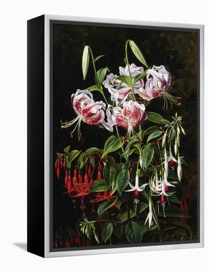 Rubrum Lilies and Fucshias-Johan Laurentz Jensen-Framed Premier Image Canvas