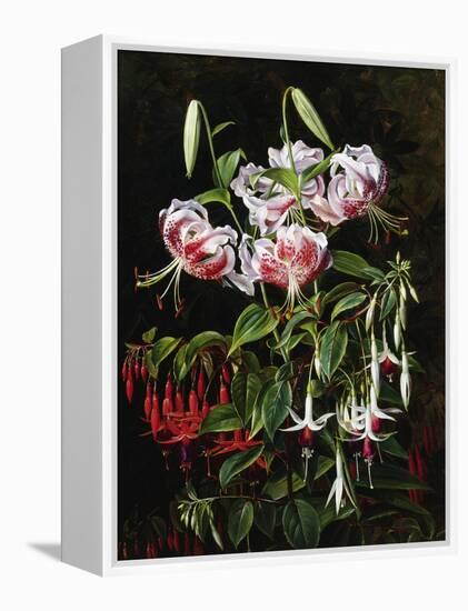 Rubrum Lilies and Fucshias-Johan Laurentz Jensen-Framed Premier Image Canvas