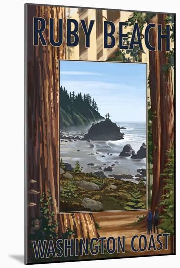 Ruby Beach and Forest - Washington Coast-Lantern Press-Mounted Art Print