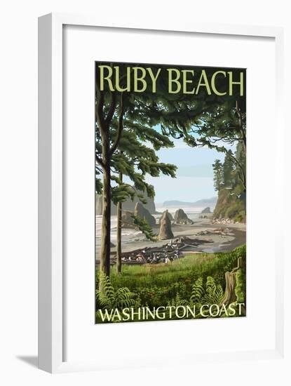 Ruby Beach, Washington Coast-Lantern Press-Framed Art Print