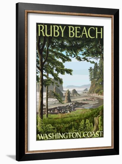 Ruby Beach, Washington Coast-Lantern Press-Framed Art Print