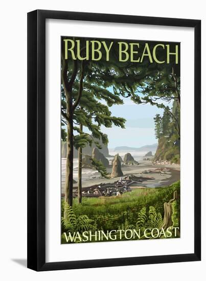 Ruby Beach, Washington Coast-Lantern Press-Framed Art Print