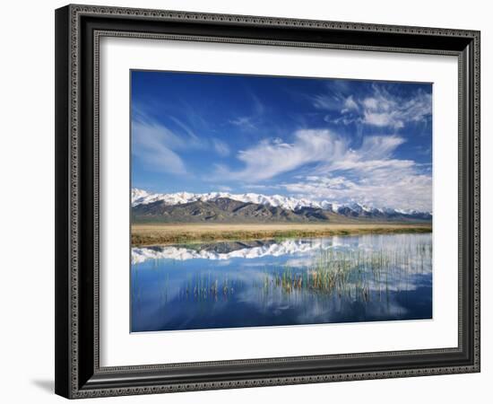 Ruby Mountains and Slough along Franklin Lake, UX Ranch, Great Basin, Nevada, USA-Scott T. Smith-Framed Photographic Print