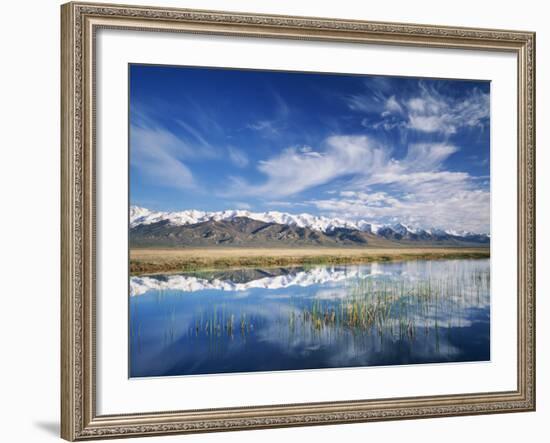 Ruby Mountains and Slough along Franklin Lake, UX Ranch, Great Basin, Nevada, USA-Scott T. Smith-Framed Photographic Print