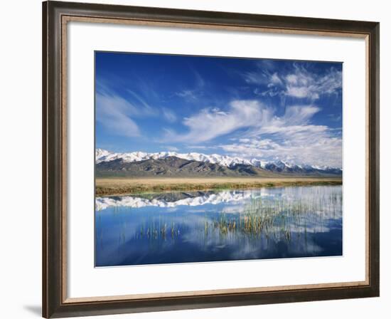 Ruby Mountains and Slough along Franklin Lake, UX Ranch, Great Basin, Nevada, USA-Scott T. Smith-Framed Photographic Print