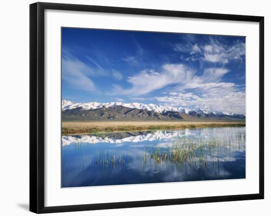 Ruby Mountains and Slough along Franklin Lake, UX Ranch, Great Basin, Nevada, USA-Scott T. Smith-Framed Photographic Print