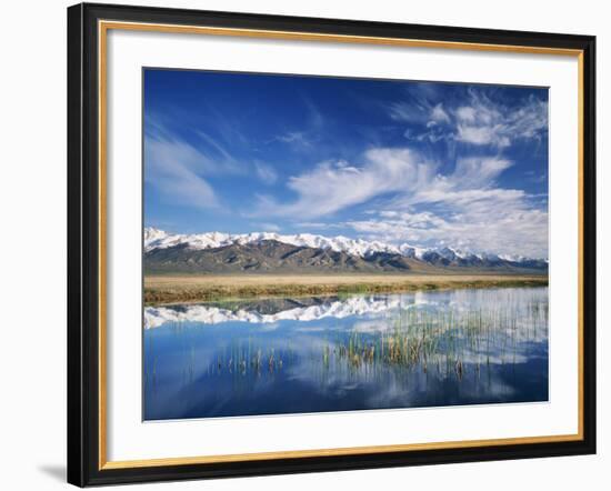 Ruby Mountains and Slough along Franklin Lake, UX Ranch, Great Basin, Nevada, USA-Scott T. Smith-Framed Photographic Print