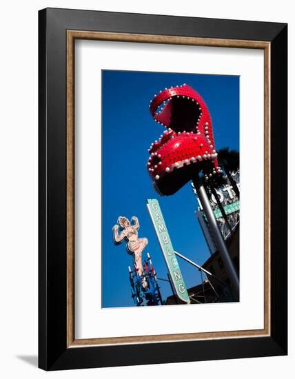 Ruby Slipper Neon Sign in a City, El Cortez Hotel and Casino, Fremont Street, Las Vegas, Nevada-null-Framed Photographic Print