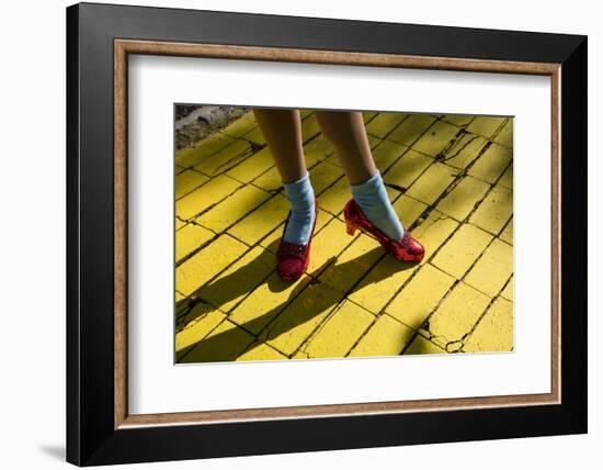 Ruby slippers worn by Dorothy Gale, Wizard of Oz Park, Beech Mountain, Yellow Brick Road, North...-Panoramic Images-Framed Photographic Print