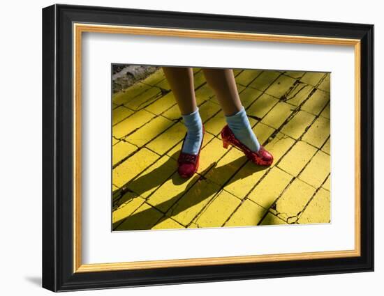 Ruby slippers worn by Dorothy Gale, Wizard of Oz Park, Beech Mountain, Yellow Brick Road, North...-Panoramic Images-Framed Photographic Print