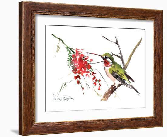 Ruby Throated Hummingbird-Suren Nersisyan-Framed Art Print