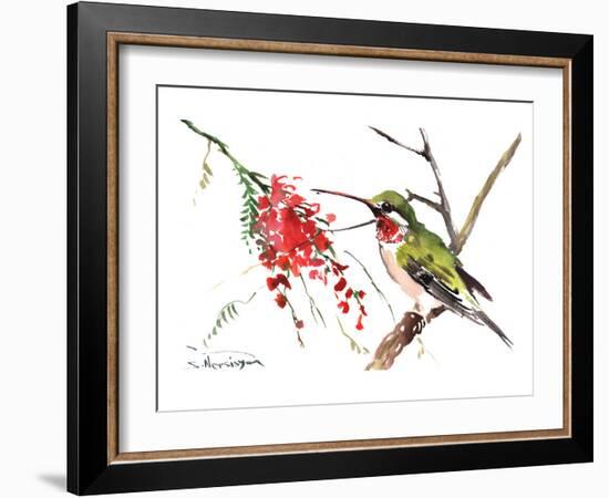 Ruby Throated Hummingbird-Suren Nersisyan-Framed Art Print