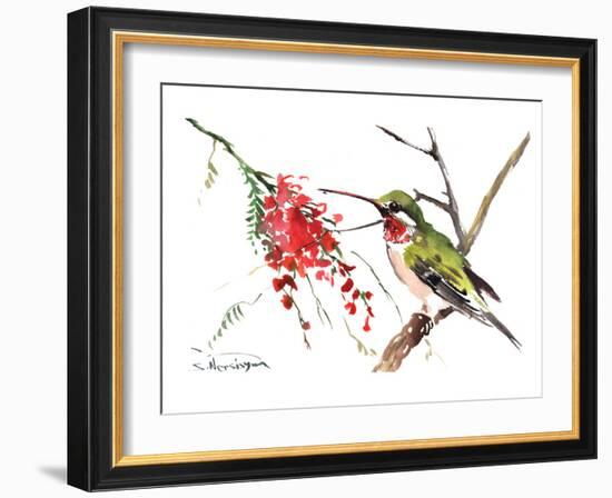 Ruby Throated Hummingbird-Suren Nersisyan-Framed Art Print