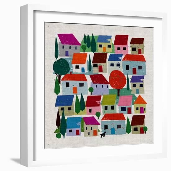 Rudi In The Village, 2021 (mixed media)-Jenny Frean-Framed Giclee Print