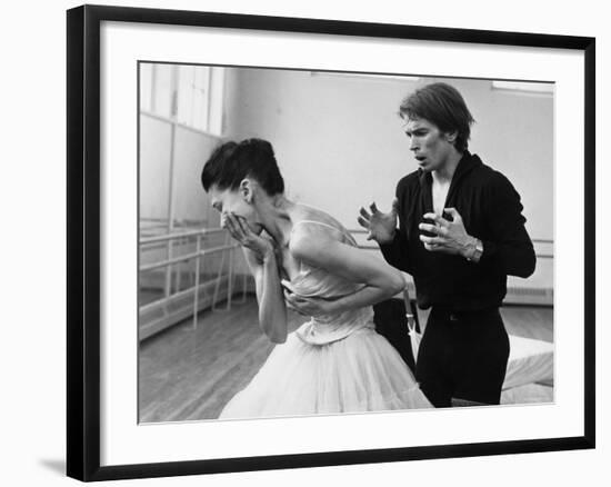 Rudolf Khametovich Nureyev and Margot Fonteyn Rehearsing Marguerite and Armand, England-Anthony Crickmay-Framed Photographic Print