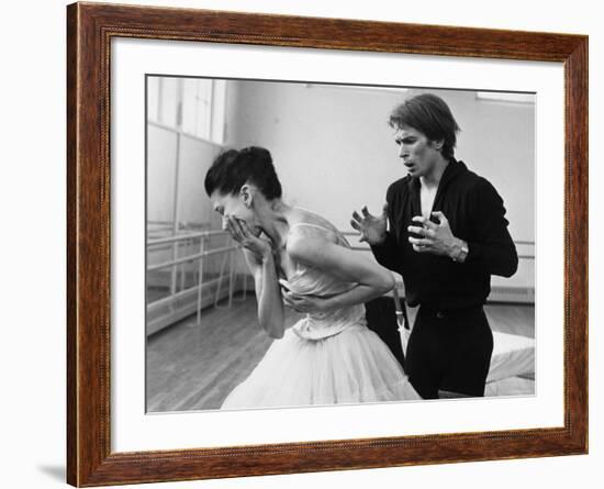 Rudolf Khametovich Nureyev and Margot Fonteyn Rehearsing Marguerite and Armand, England-Anthony Crickmay-Framed Photographic Print