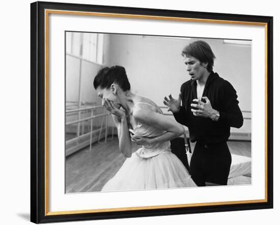 Rudolf Khametovich Nureyev and Margot Fonteyn Rehearsing Marguerite and Armand, England-Anthony Crickmay-Framed Photographic Print