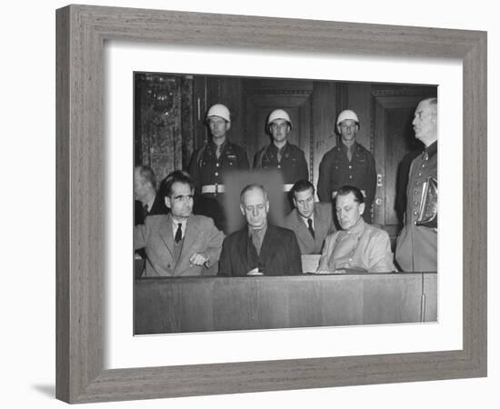 Rudolph Hess, Joachim Von Ribbentrop and Hermann Goering Sitting in the Defendents Box-Ralph Morse-Framed Photographic Print