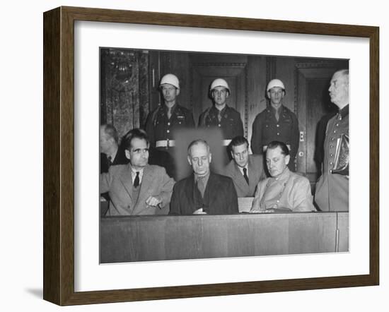 Rudolph Hess, Joachim Von Ribbentrop and Hermann Goering Sitting in the Defendents Box-Ralph Morse-Framed Photographic Print