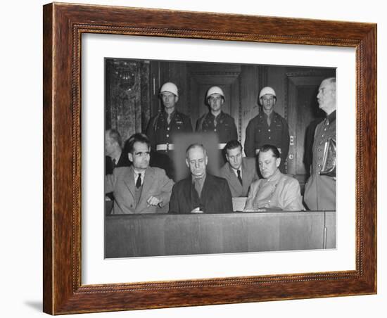 Rudolph Hess, Joachim Von Ribbentrop and Hermann Goering Sitting in the Defendents Box-Ralph Morse-Framed Photographic Print