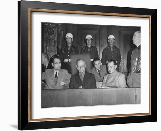 Rudolph Hess, Joachim Von Ribbentrop and Hermann Goering Sitting in the Defendents Box-Ralph Morse-Framed Photographic Print