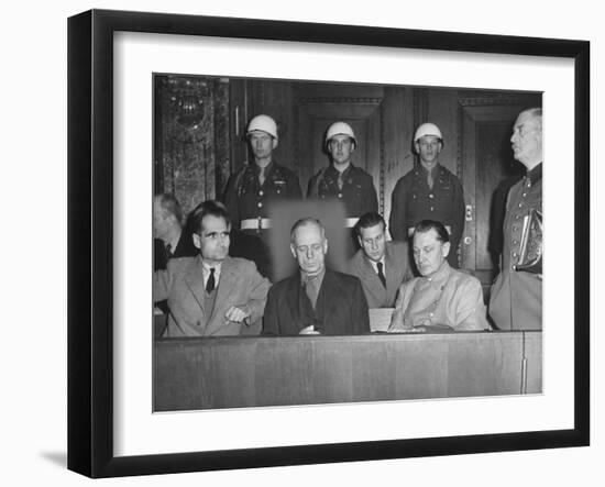 Rudolph Hess, Joachim Von Ribbentrop and Hermann Goering Sitting in the Defendents Box-Ralph Morse-Framed Photographic Print