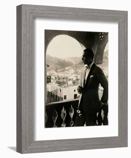 Rudolph Valentino, portrait ca. 1920s.-null-Framed Art Print