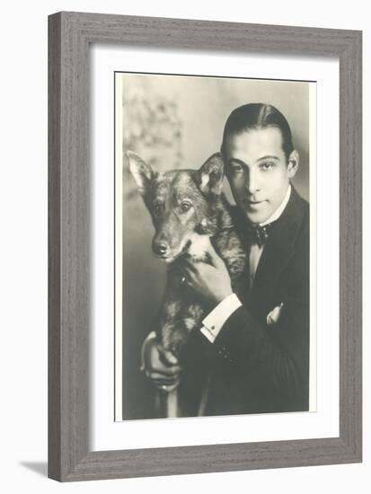 Rudolph Valentino with Dog-null-Framed Art Print