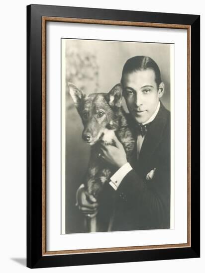 Rudolph Valentino with Dog-null-Framed Art Print