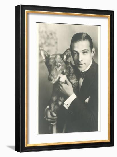 Rudolph Valentino with Dog-null-Framed Art Print