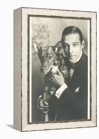 Rudolph Valentino with Dog-null-Framed Stretched Canvas