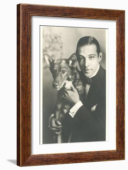 Rudolph Valentino with Dog-null-Framed Premium Giclee Print