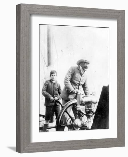 Rudyard Kipling and His Son John on the Yacht 'Bantam', c.1910-English Photographer-Framed Photographic Print