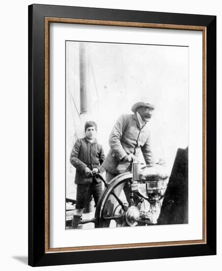 Rudyard Kipling and His Son John on the Yacht 'Bantam', c.1910-English Photographer-Framed Photographic Print