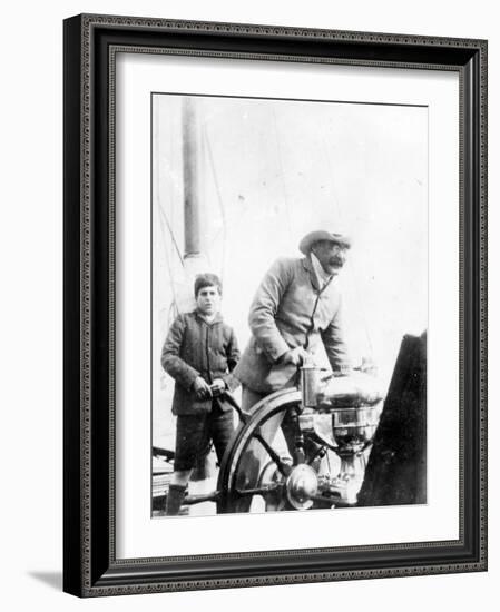 Rudyard Kipling and His Son John on the Yacht 'Bantam', c.1910-English Photographer-Framed Photographic Print