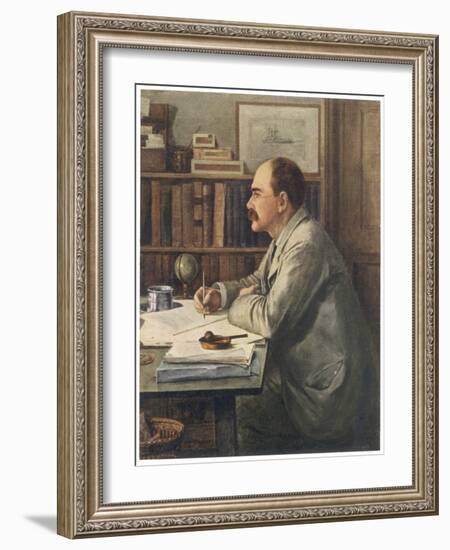 Rudyard Kipling English Writer Working at His Desk-Edward Burne-Jones-Framed Art Print