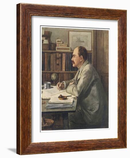 Rudyard Kipling English Writer Working at His Desk-Edward Burne-Jones-Framed Art Print