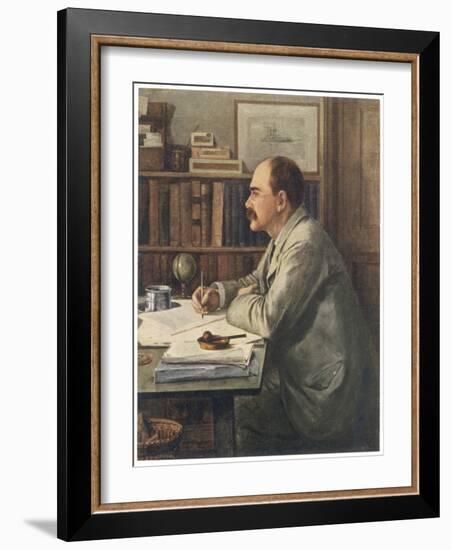 Rudyard Kipling English Writer Working at His Desk-Edward Burne-Jones-Framed Art Print