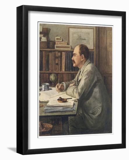 Rudyard Kipling English Writer Working at His Desk-Edward Burne-Jones-Framed Art Print