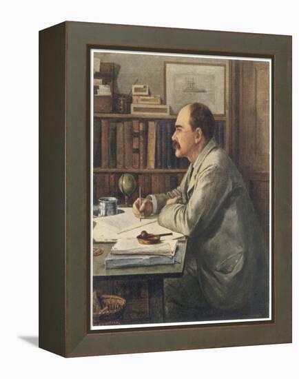 Rudyard Kipling English Writer Working at His Desk-Edward Burne-Jones-Framed Stretched Canvas