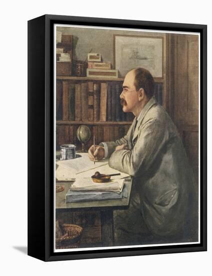 Rudyard Kipling English Writer Working at His Desk-Edward Burne-Jones-Framed Stretched Canvas