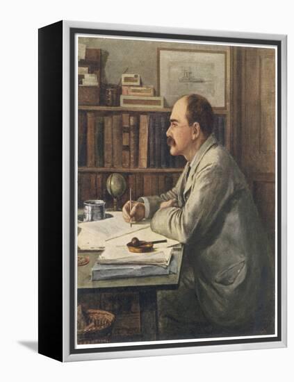 Rudyard Kipling English Writer Working at His Desk-Edward Burne-Jones-Framed Stretched Canvas