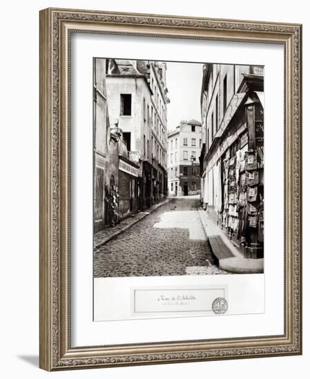 Rue de L'Arbalete, from the Rue Mouffetard, Paris, 1858-78-Charles Marville-Framed Photographic Print