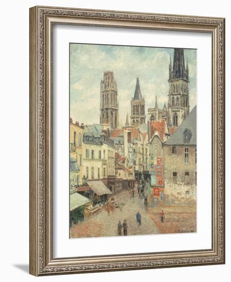 Rue De L'Epicerie at Rouen, on a Grey Morning, 1898-Camille Pissarro-Framed Giclee Print