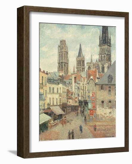 Rue De L'Epicerie at Rouen, on a Grey Morning, 1898-Camille Pissarro-Framed Giclee Print