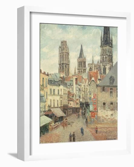 Rue De L'Epicerie at Rouen, on a Grey Morning, 1898-Camille Pissarro-Framed Giclee Print