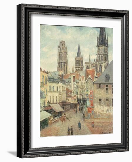 Rue De L'Epicerie at Rouen, on a Grey Morning, 1898-Camille Pissarro-Framed Giclee Print