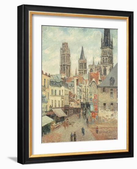 Rue De L'Epicerie at Rouen, on a Grey Morning, 1898-Camille Pissarro-Framed Giclee Print