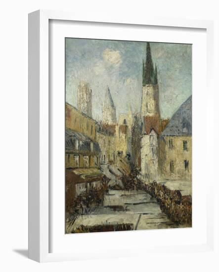 Rue De L'Epicerie Et La Cathedrale De Rouen, C.1929-Gustave Loiseau-Framed Giclee Print
