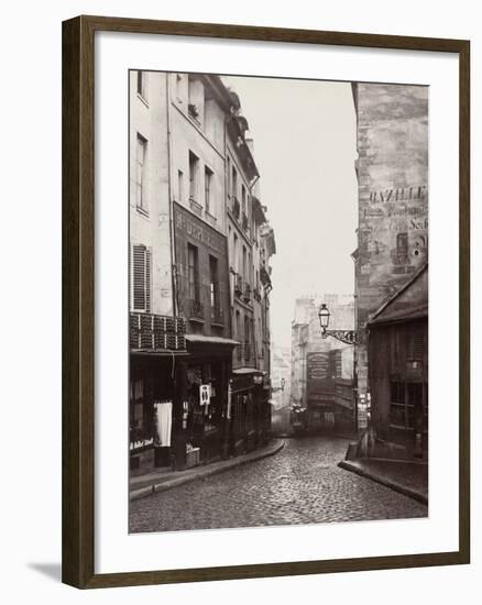 Rue De La Montagne-Sainte-Geneviève Near the Intersection of Rue Laplace, 1865-69-Charles Marville-Framed Photographic Print